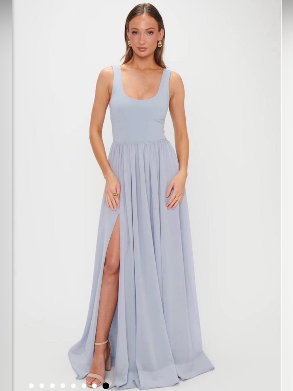 Show Me Your Mumu Harper Maxi Dress - Steel Blue Chiffon